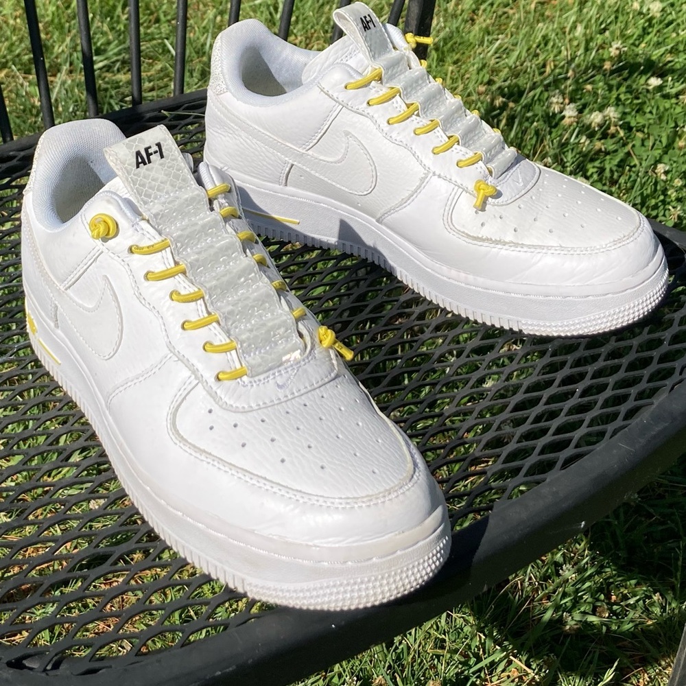 Nike White Air Force One’s with Yellow Laces